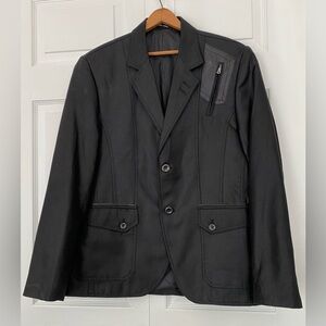 Mondo Menswear Blazer Jacket Black Zipper Leather Accent New size X-Large